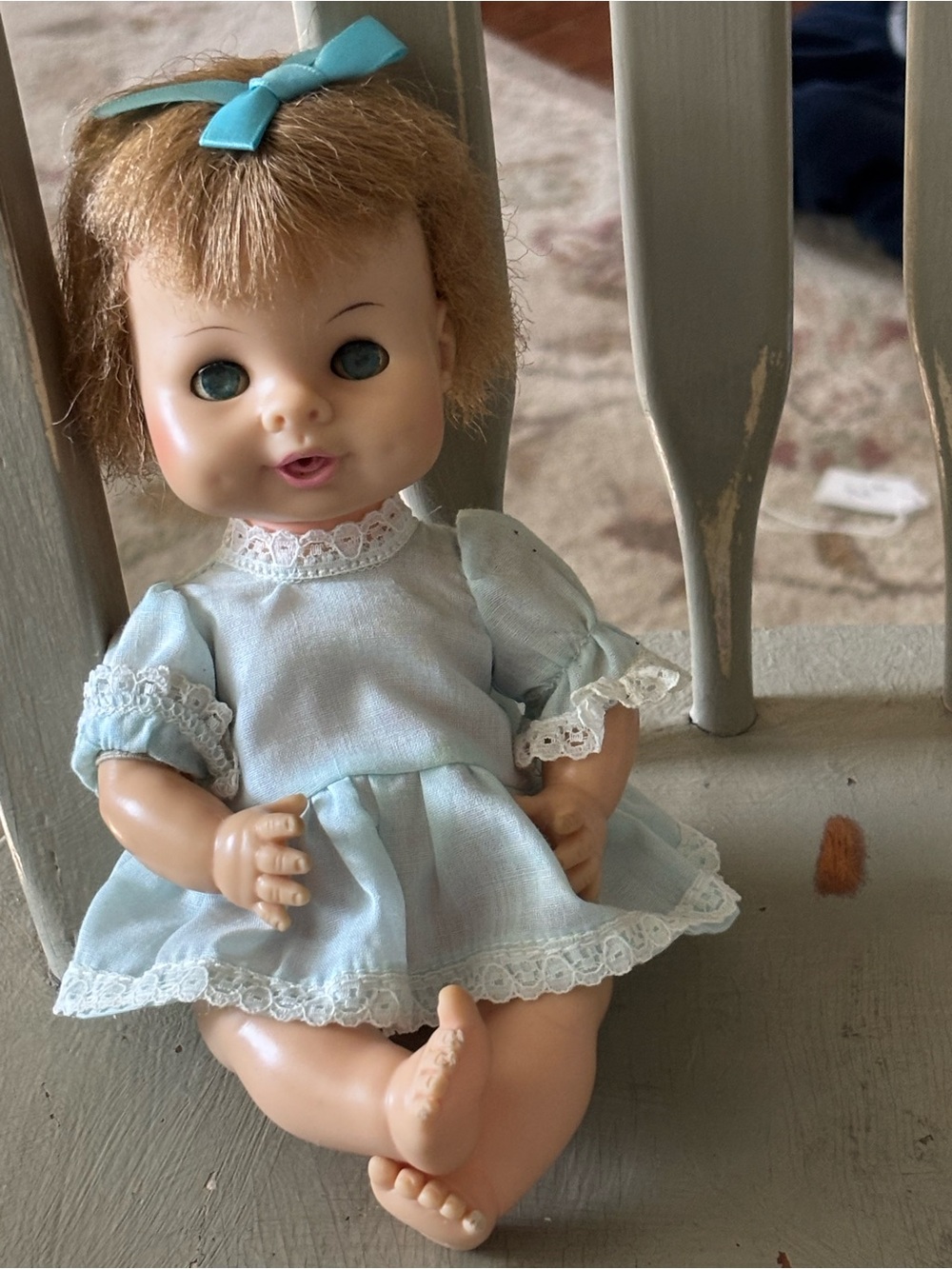 Horsman 8 in vintage Classic Blue Baby Doll with Bow